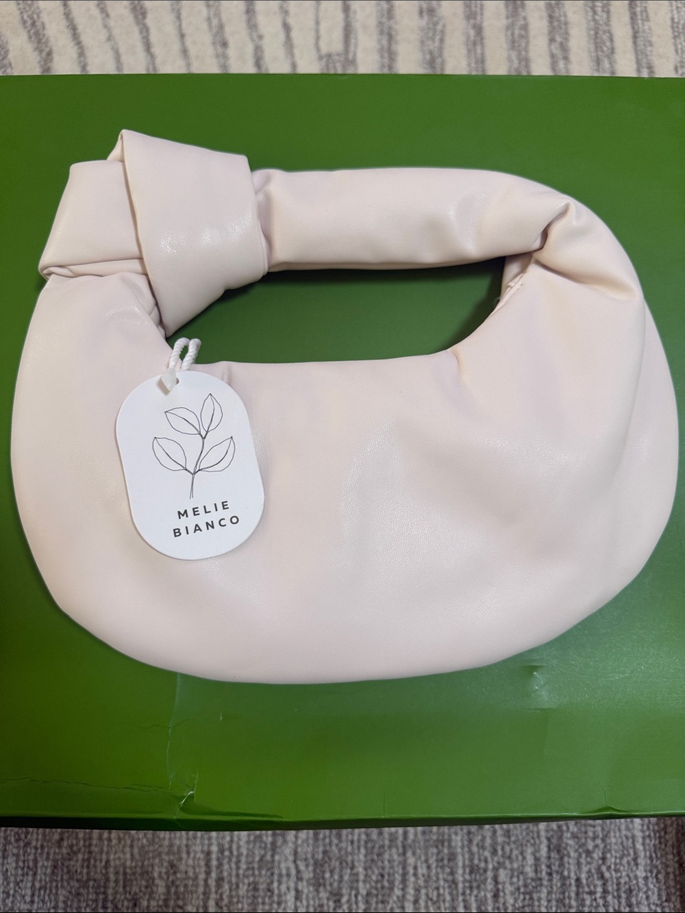 Melie Biianco Cream Knot-Top Shoulder Bag